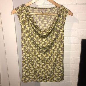 Banana Republic Gray/Lime Sleeveless Blouse - XS